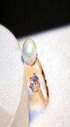 Sparkling Diamond Zirconia Pretty Pearl Rings Fashion Luxury Designer Open Ring For Women Girls Verstelbaar7521430
