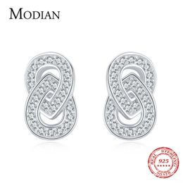 Étincelant Double Cercle Oreille Pins Classique 925 Boucles D'oreilles En Argent Sterling Pour Les Femmes Déclaration De Mariage Bijoux Brincos 210707