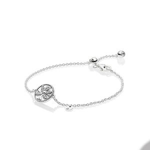 Sparkling Family Tree Slider Bracelet pour Pandora Real Sterling Silver Wedding Designer Bracelets Bijoux Pour Femme Girlfriend Gift Chaîne à main avec boîte d'origine