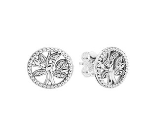 Sparkling Family Tree Stud Earring Real Sterling Silver Women Wedding Sieraden met originele doos set voor vriendin geschenk oorbellen7763499