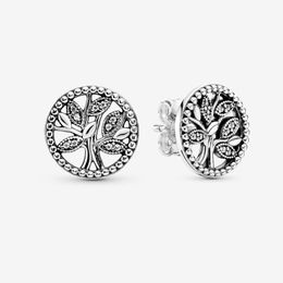 100% 925 sterling zilveren sprankelende stamboom oorknopjes pave kubieke zirkonia mode vrouwen bruiloft verlovings sieraden accessoires