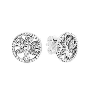 Sparkling Family Tree Stud Boucles d'oreilles en argent sterling 925 Bijoux de fête pour femmes filles avec boîte d'origine pour Pandora Girlfriend Gift Boucles d'oreilles