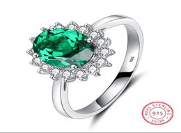 Bijoux de mode étincelante mignonne Ring Pure 100 925 STERLING Silver Emerald CZ Diamond Gemstones Girl039s Femmes Wedding 5654528