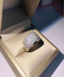Sprankelende Vinger Ring Luxe Sieraden 925 Sterling Zilver Volledige Witte Saffier CZ Diamant Edelstenen Vrouwen Bruiloft Verlovingsband Ri4355798