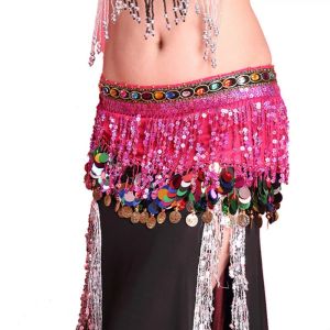 Franges étincelantes Belly Dance Taies Chaînes Songeant des paillettes dorées jupes enveloppe des femmes Performance de scène Performance Accessoires de danse