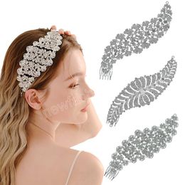 Funkelnde Haarkämme Braut Glänzende Strasssteine für Frauen Hochzeit Blätter Haarschmuck Diademe Mode Legierung Kopfschmuck