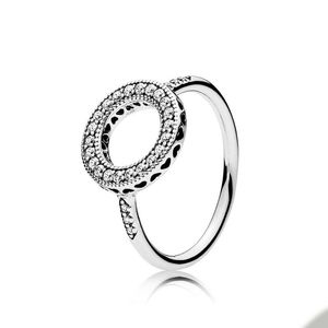 Sparkling Halo Heart Sings Real Sterling Sier pour CZ Diamond Wedding Designer Bijoux For Women Girlfriend Gift Love Ring avec boîte d'origine
