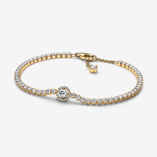 Bracelet à breloques de Tennis Halo étincelant, bijoux pour femmes, cadeau DIY, accessoires de style Pandora