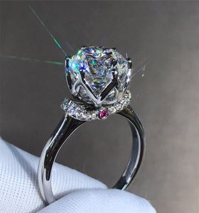 Sparkling handgemaakte luxe sieraden Pure 925 Sterling Silver Round Cut White Topaz CZ Diamond Gemstones Women Wedding Engagement Ban4281072