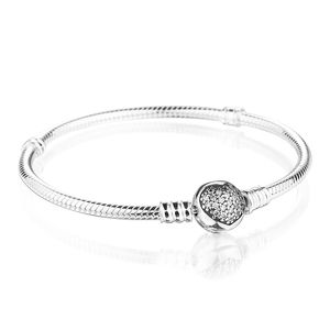 Sparkling Heart Clasp Snake Chain Love Bracelet 925 Sterling Silver Womens Wedding Gift Sieraden met originele doos set voor Pandora CZ Diamond Charms armbanden