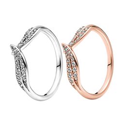 Sparkling Bladeren Ring met originele doos voor Pandora Authentieke Sterling Silver Wedding Party Sieraden voor vrouwen Girls Rose Gold Gift Rings Set