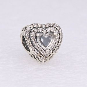 Sparkling Leveled Hearts Charm 925 Silver Pandora Charms pour Bracelets Kits de fabrication de bijoux à bricoler soi-même Perle en vrac Argent en gros 799218C01
