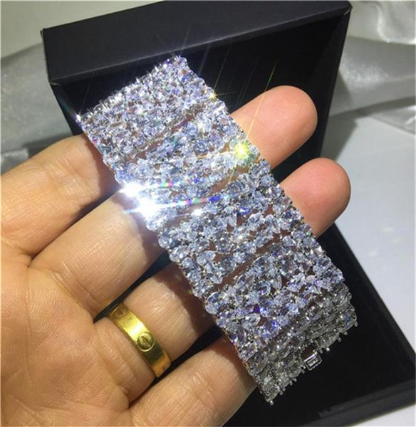 Bracelet de luxe étincelant pour amoureux cadeau bijoux de tennis en argent sterling 925 multi-forme topaze blanche CZ diamant pierres précieuses femmes Wed3602143
