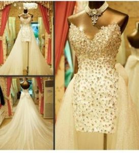 Robes de mariée de train détachable luxe étincel