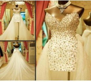 Robes de mariée de train détachable luxe étincel