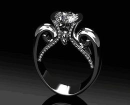 Sparkling luxe sieraden 925 Sterling Silver Round Cut White Topaz CZ Mozan Diamond Gemstones Women Wedding Crown Band Ring Gift F5174509