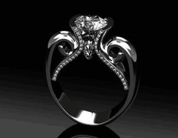 Sparkling luxe sieraden 925 Sterling Silver Round Cut White Topaz CZ Mozan Diamond Gemstones Women Wedding Crown Band Ring Gift F7360905