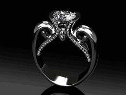 Sparkling luxe sieraden 925 Sterling Silver Round Cut White Topaz CZ Mozan Diamond Gemstones Women Wedding Crown Band Ring Gift F5611472