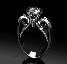 Sprankelende luxe sieraden 925 sterling zilver ronde geslepen witte topaas CZ Mozan diamant edelstenen vrouwen bruiloft kroon band ring cadeau F2484881