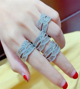 Sprankelende luxe sieraden 925 sterling zilver prinses geslepen witte topaas CZ diamanten edelstenen dames bruiloft verlovingsband ring voor 7359169