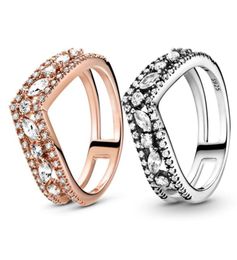 Marquise marquise double sonnerie 925 argent sterling rose rose gold femmes bijoux de mariage pour anneaux de cadeaux de fiançailles avec box6292849 d'origine 6292849