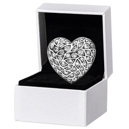 Sparkling Patroon Heart Single Stud Earring voor Pandora 925 Sterling Silver Wedding Party Sieraden voor vrouwen Vriendin Gift Rose Gold Big oorbellen met originele doos