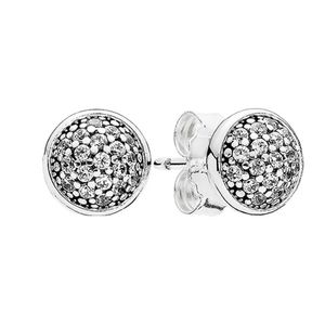 Sparkling Pave Disc Stud Earring Set 925 Joyas de fiesta de plata esterlina para mujeres Hombres con caja original para Pandora CZ diamante novia Pendientes de regalo