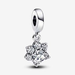 Sparkling Pet Paw Print Dangle Charm Pandoras 925 Sterling Silver Luxury Charm Set Bracelet Making Diamond Charms Designer Collier Pendentif Boîte Originale