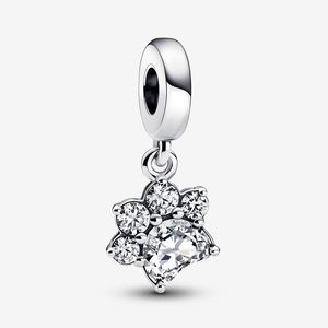 Mousserende huisdier poot print bengelen zilveren charme 925 sterling zilveren pandora crystal cz momenten voor fit charmes kralen armbanden sieraden 792247c01 Andy Jewel