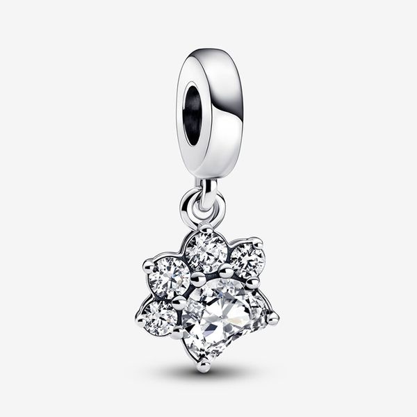 Sparkling Pet Paw Print Dangle Silver Charm Argent sterling 925 Pandora cristal cz Moments for fit Charms perles Bracelets Bijoux 792247C01 Andy Jewel