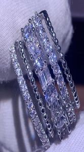Sparkling Promise Ring Vintage Jewelry 925 Sterling Silvergold Fill 5 Rows White Topaz CZ Diamond Women039S Fashion Wedding BA6214462