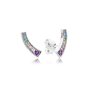 Sparkling Rainbow Stud Earring Real Sterling Silver voor Pandora Fashion Wedding Party Sieraden voor vrouwen Vriendin Gift CZ Diamond oorbellen met originele doos