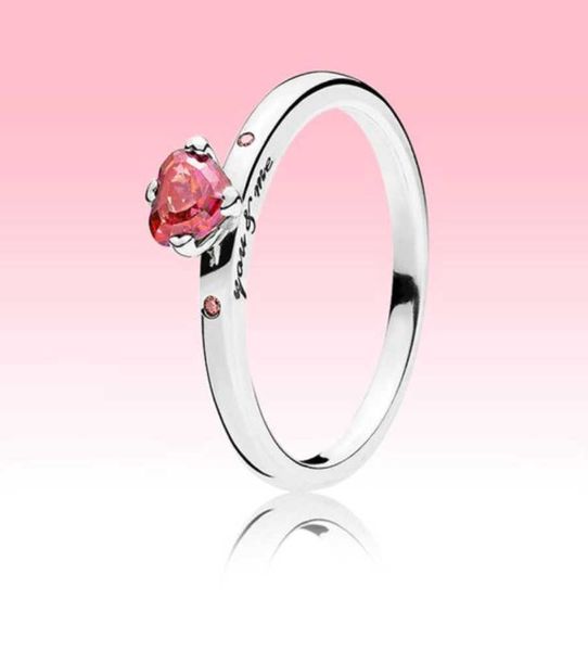 Sparkling Red Heart Ring Mujeres CZ diamante Joyería de boda para Pandora 925 Sterling Silver Love hearts RING con caja original 29 O21444376