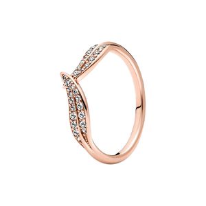 Sparkling Rose Gold Leaves Ring pour Pandora Authentique Bijoux De Fête De Mariage En Argent Sterling Pour Femmes Filles CZ Diamant Petite Amie Cadeau Designer Anneaux Ensemble