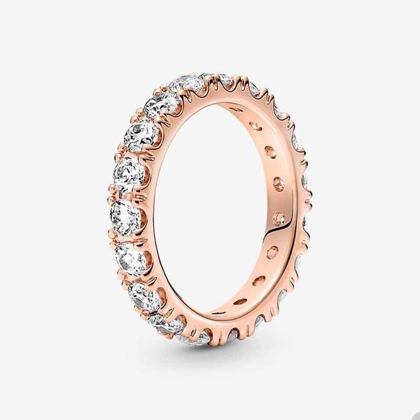 Sparkling Row Eternity Stacking Ring pour Pandora 18K Rose Gold Wedding Party Rings designer Jewelry For Women Mens Crystal Diamond Couple's ring avec boîte d'origine