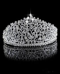 Argent étincelant grand mariage Diamante Pageant diadèmes bandeau cristal couronnes de mariée pour les mariées bal Pageant cheveux bijoux casque4550737