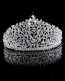 Sparkling Silver Big Wedding Diamante Pageant Tiaras Brand Hairband Crystal Couronnes pour les mari￩es Prom Pageant Hair Jewelry Headpiece6862848
