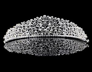 Silarfing Silver Big Wedding Diamante Pageant Tiaras Band Courcons Crystal couronnes Brides Hair Bijoux Headry 7513922