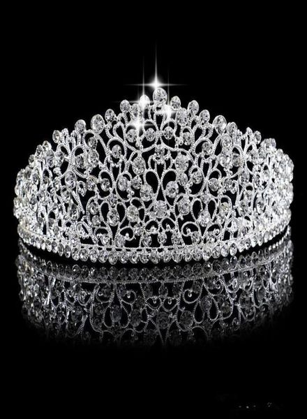 Argent étincelant grand mariage Diamante Pageant diadèmes bandeau cristal couronnes de mariée pour les mariées bal Pageant bijoux de cheveux casque 3785496