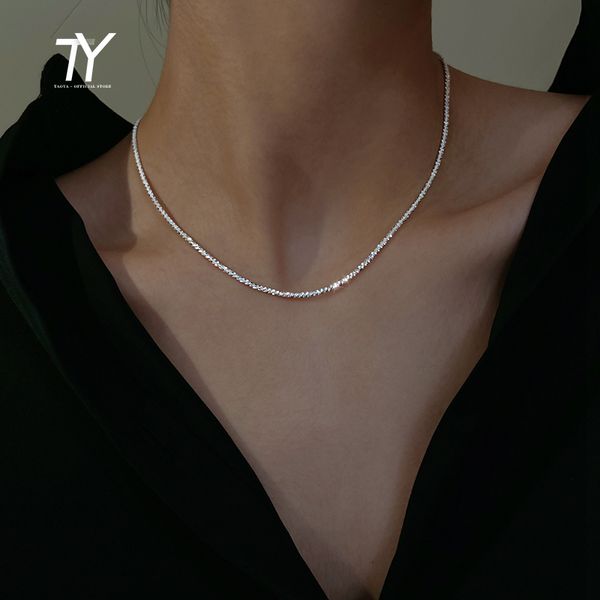 Étincelant Simple couleur argent Chokers collier pour femme 2022 coréen mode bijoux filles luxueux tour de cou Sexy clavicule chaîne