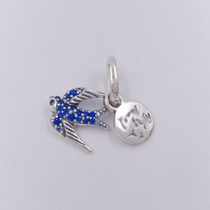 Sparkling Swallow Quote Dubbele Dange Charm 925 Sterling Silver Pandora Clips voor Thanksgiving Day Fit Charms Beads Armbanden Sieraden 792570C01 Andy Jewel