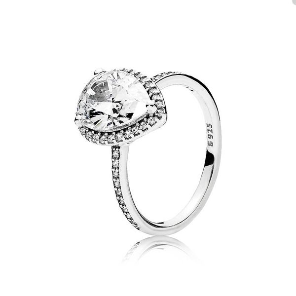 Sparkling Teardrop Halo RING pour Pandora Authentique Sterling Silver Wedding Party Designer Bijoux Bagues pour Femmes Bague de luxe en diamant de cristal avec coffret d'origine