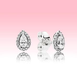 Pendientes de halo de lágrimas brillantes joyas de boda lindas mujeres con caja original para 925 lágrimas plateadas arete1726738