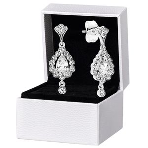 Sprankelende traan hangerse stud oorrel 925 Sterling zilver voor Pandora dames bruiloft designer sieraden Geschenk cz diamant oorbellen met originele doos