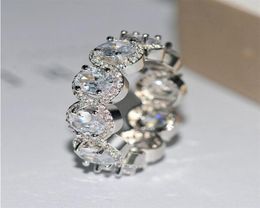 Sparkling top verkoop luxe sieraden 925 stelring zilver vul ovaal gesneden witte topaz cz diamant eeuwigheid feest vrouwen bruiloft bruids rin7856716