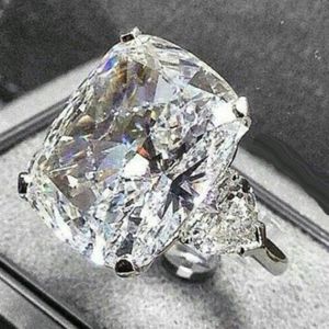 Fonkelende Vintage Sieraden Paar Ringen 925 Sterling Zilver Grote Oval Cut Diamond Vrouwen Wedding Bridal Ring Set Gift319O