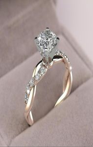 Sparkling Womens 925 Sterling Silver Ring Two Tone 18K Rose Gold Ring Sapphire Princess Wedding Band verlovingsfeestverjaardag 4699940