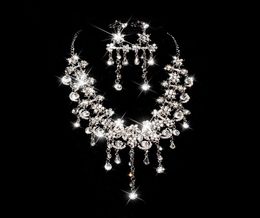 Sparkly Bling Crystals Diamond Necklace Sieraden Sets Bridal -oorbellen Rhinestone Crystal Party Wedding Accessories7884878