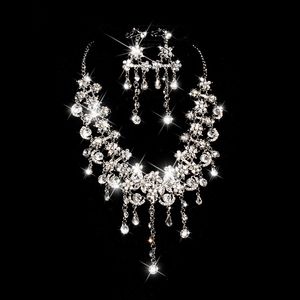 Sparkly Bling Crystals Diamond ketting sieraden sets bruids oorbellen strass kristal feesten met bruiloft accessoires