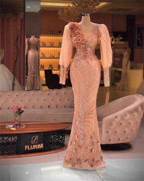 Robe de soirée sirène à blush rose blush